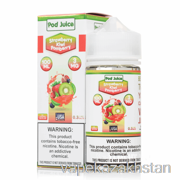 Vape Kazakhstan Strawberry Kiwi Pomberry - Pod Juice - 100mL 3mg